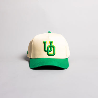 Oregon Ducks Hat Cream & Green Autzen Stadium Snapback - Front Panel