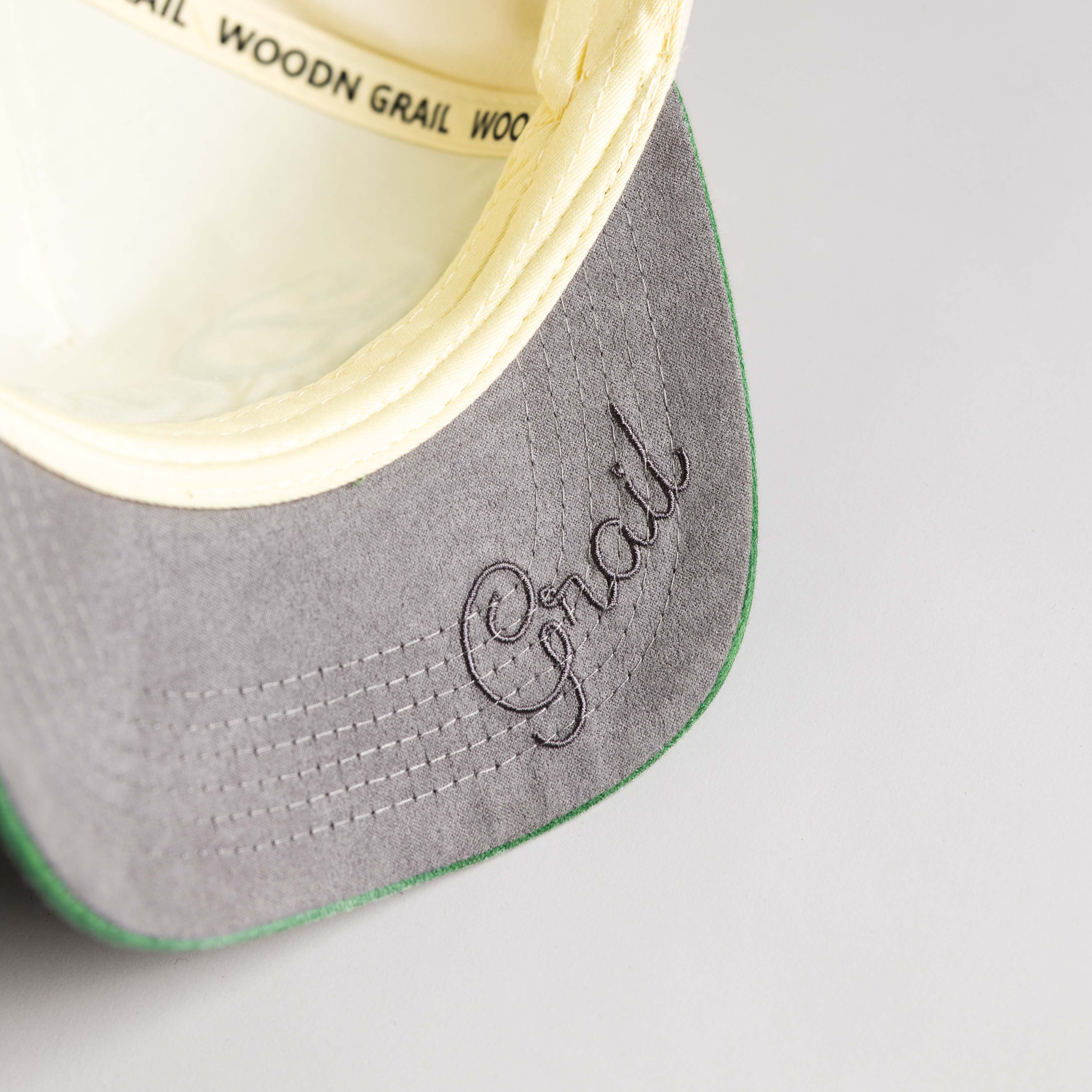 Oregon Ducks Hat Cream & Green Sun Fade Snapback - Underbrim Detail