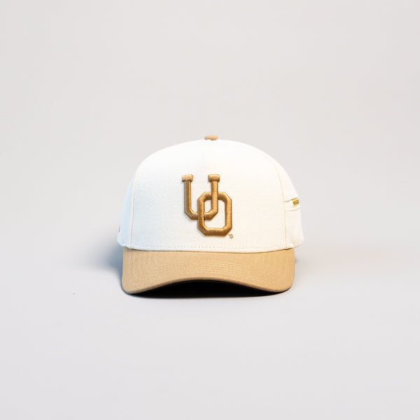 Oregon Ducks Hat Cream & Tan Jobsite Snapback - Front Panel