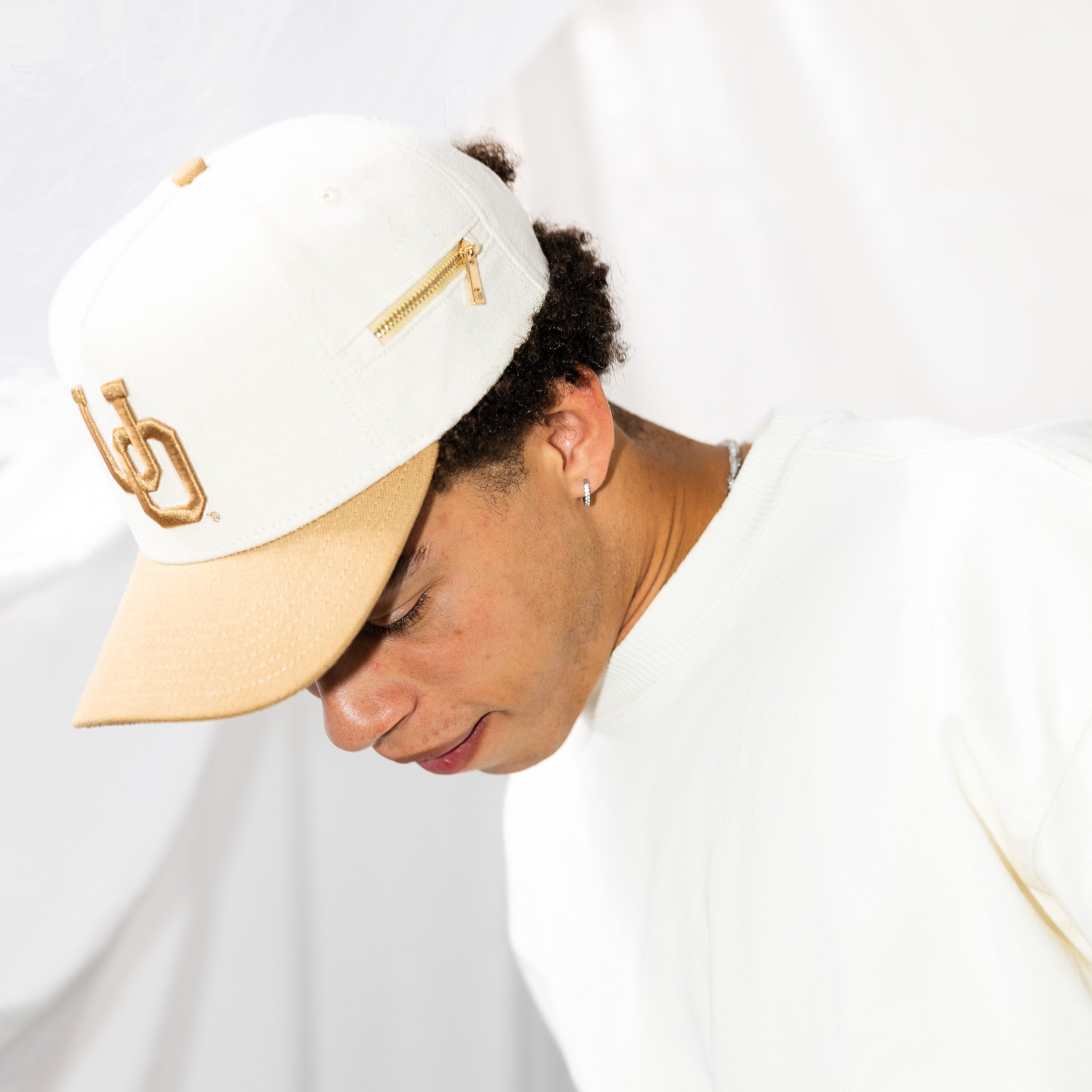 Oregon Ducks Hat Cream & Tan Jobsite Snapback - On Model Lifestyle
