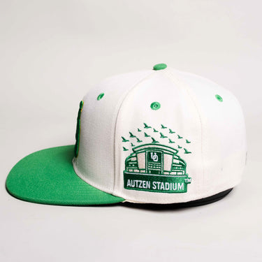 Oregon Ducks Hat White & Green Autzen Fitted - Side Stadium