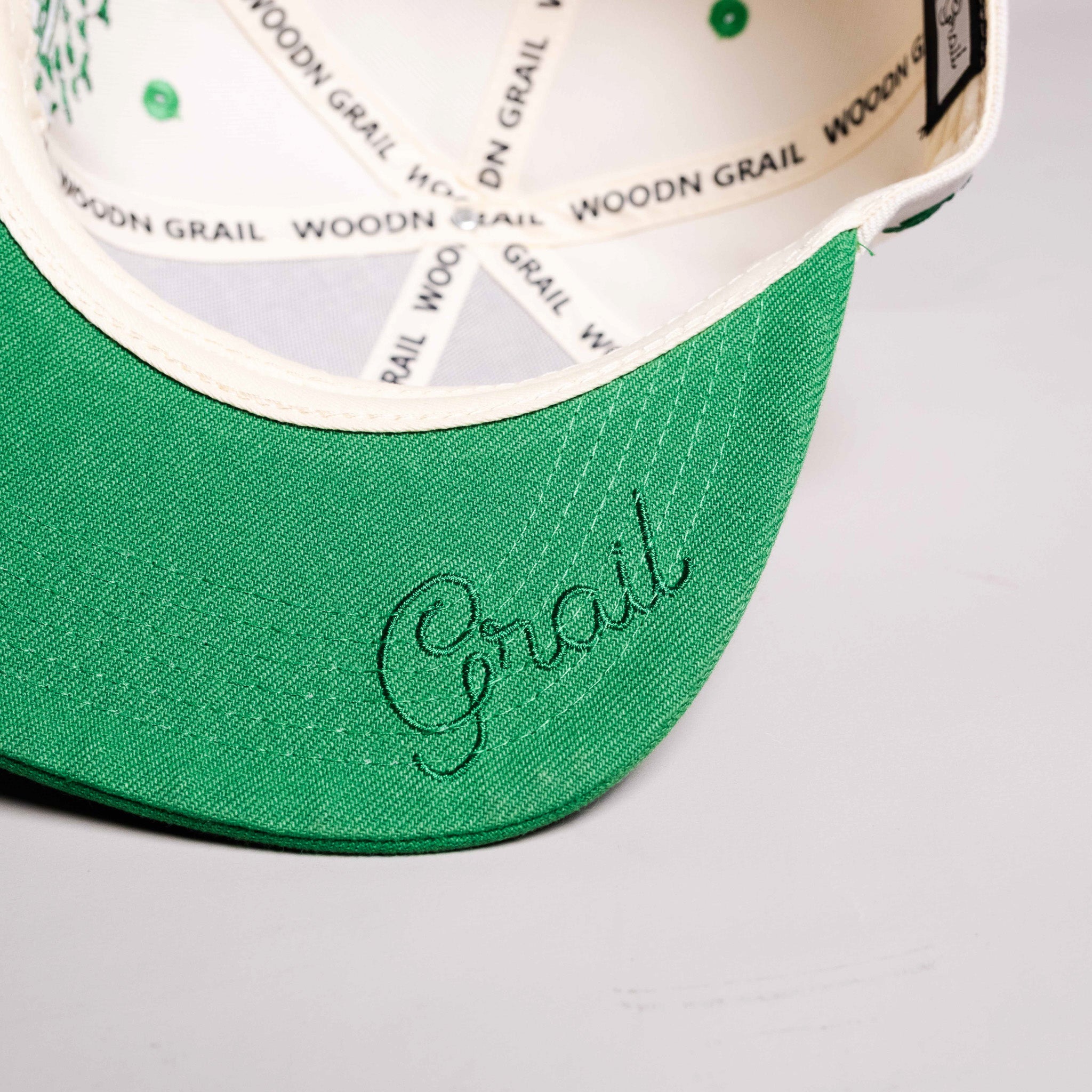 Oregon Ducks Hat White & Green Autzen Fitted - Underbrim Detail
