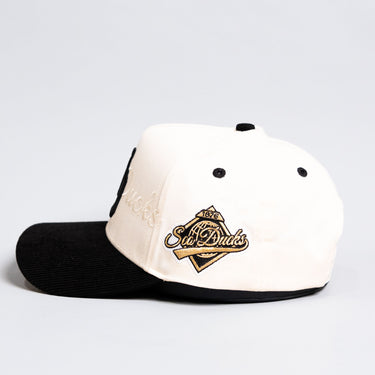Oregon Ducks Stacked Letter Logo Hat Cream and Black Corduroy Snapback - Side Patch