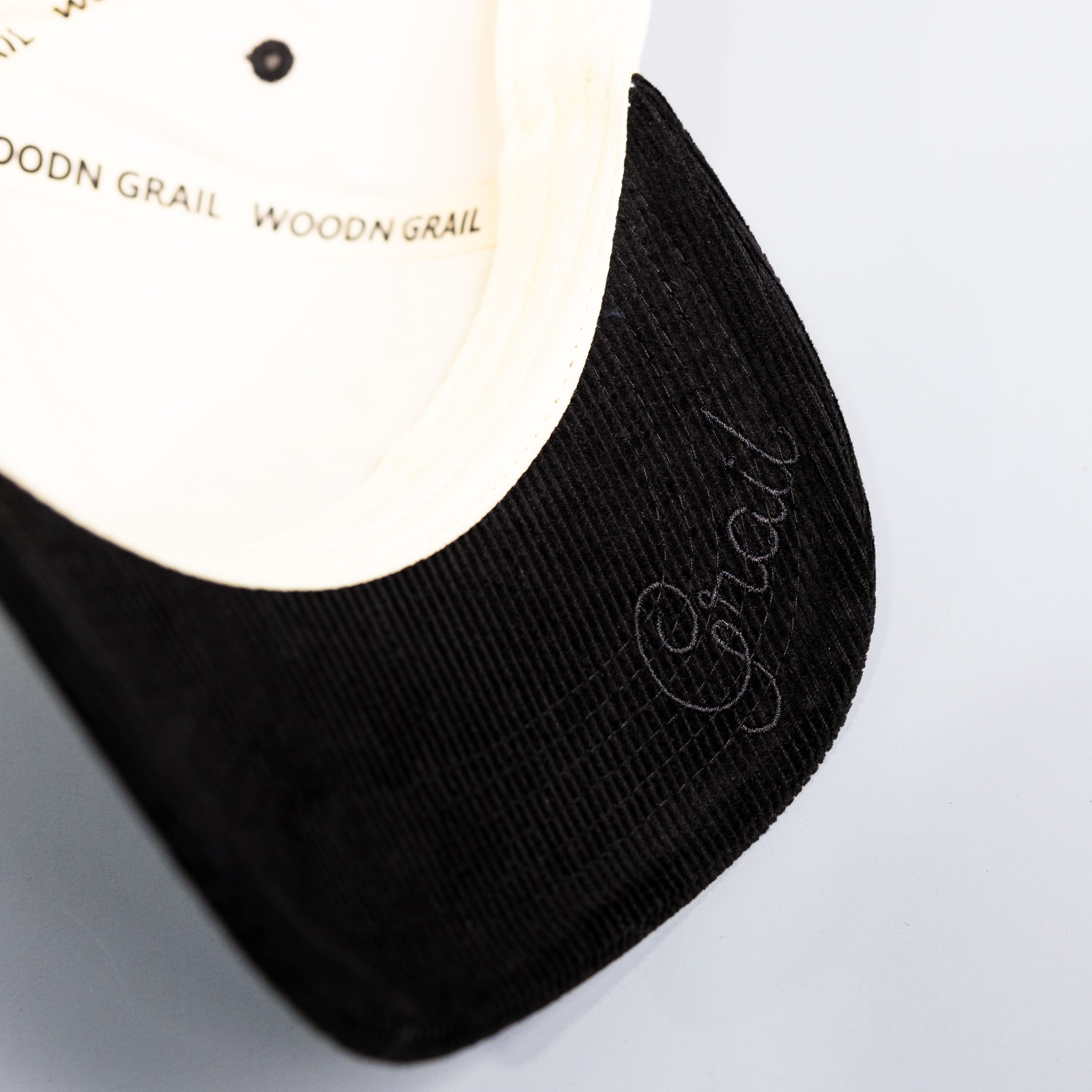 Oregon Ducks Stacked Letter Logo Hat Cream and Black Corduroy Snapback - Underbrim Detail