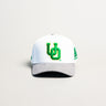 Oregon Ducks UO Hat White Grey Suede Brim Autzen Stadium Patch Snapback - Front Panel