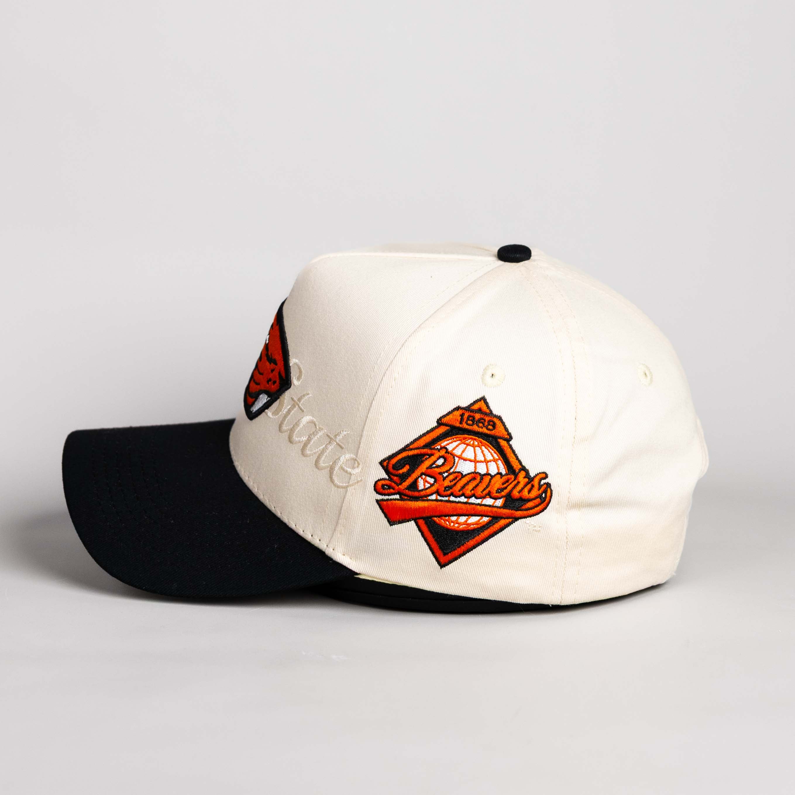Oregon State Beavers Hat Cream and Black Script - Side Patch