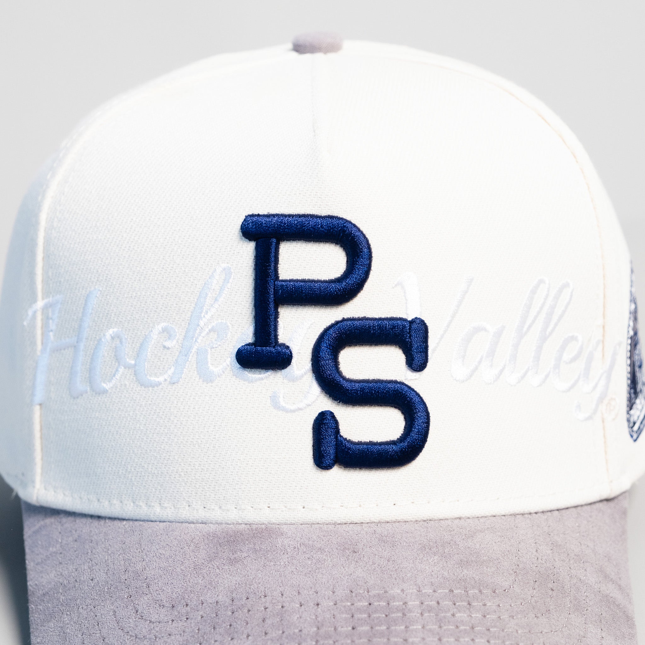 Penn State Hat Cream Grey Hockey Valley Snapback - Front Detail