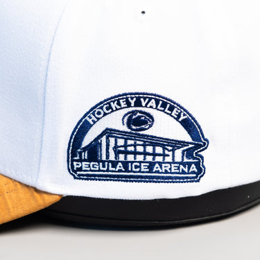 Penn State Hat White Tan Hockey Valley Snapback - Side Patch Detail