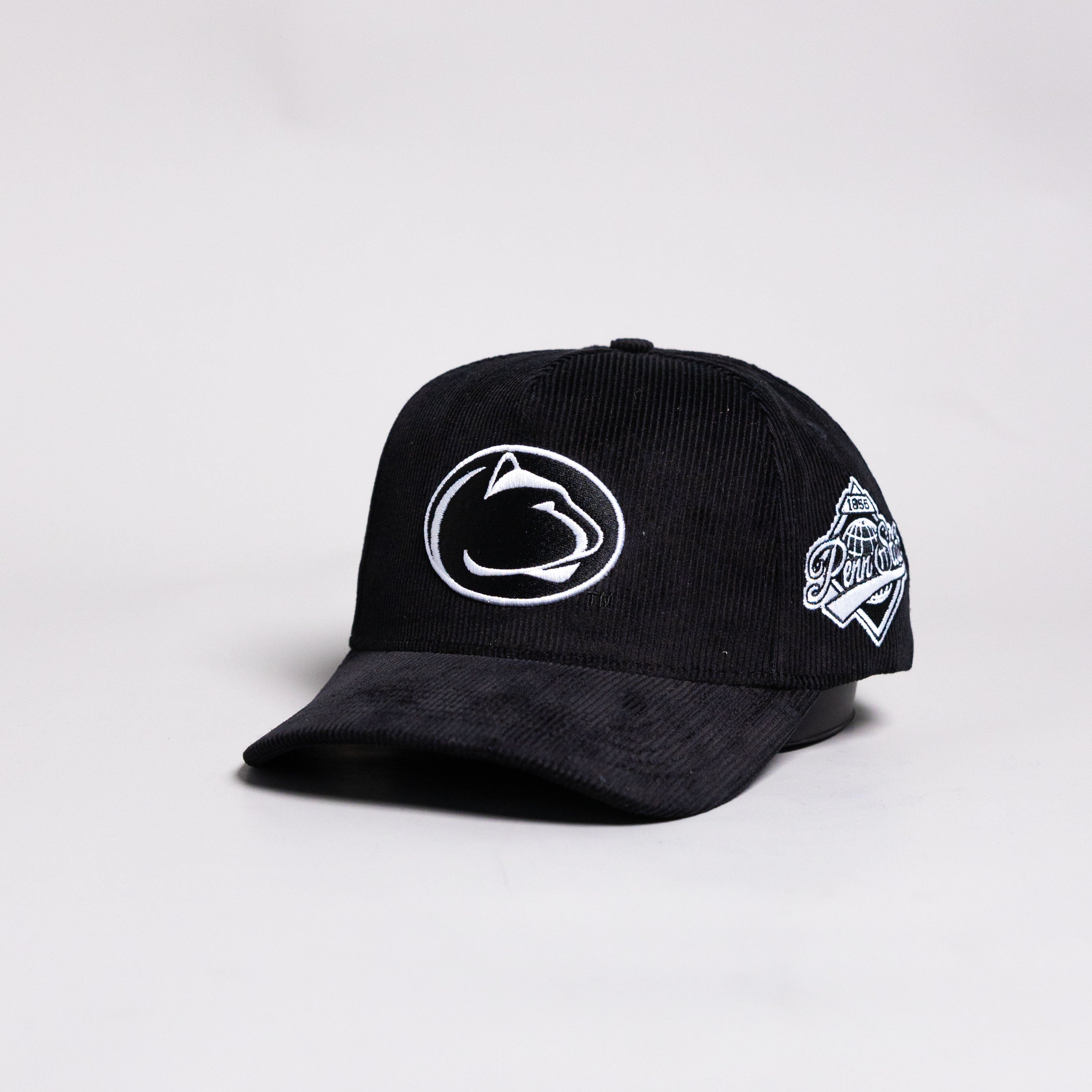 Penn State Nittany Lions Hat Black Corduroy Blacktop Snapback - Angled View