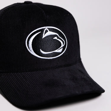 Penn State Nittany Lions Hat Black Corduroy Blacktop Snapback - Front Detail