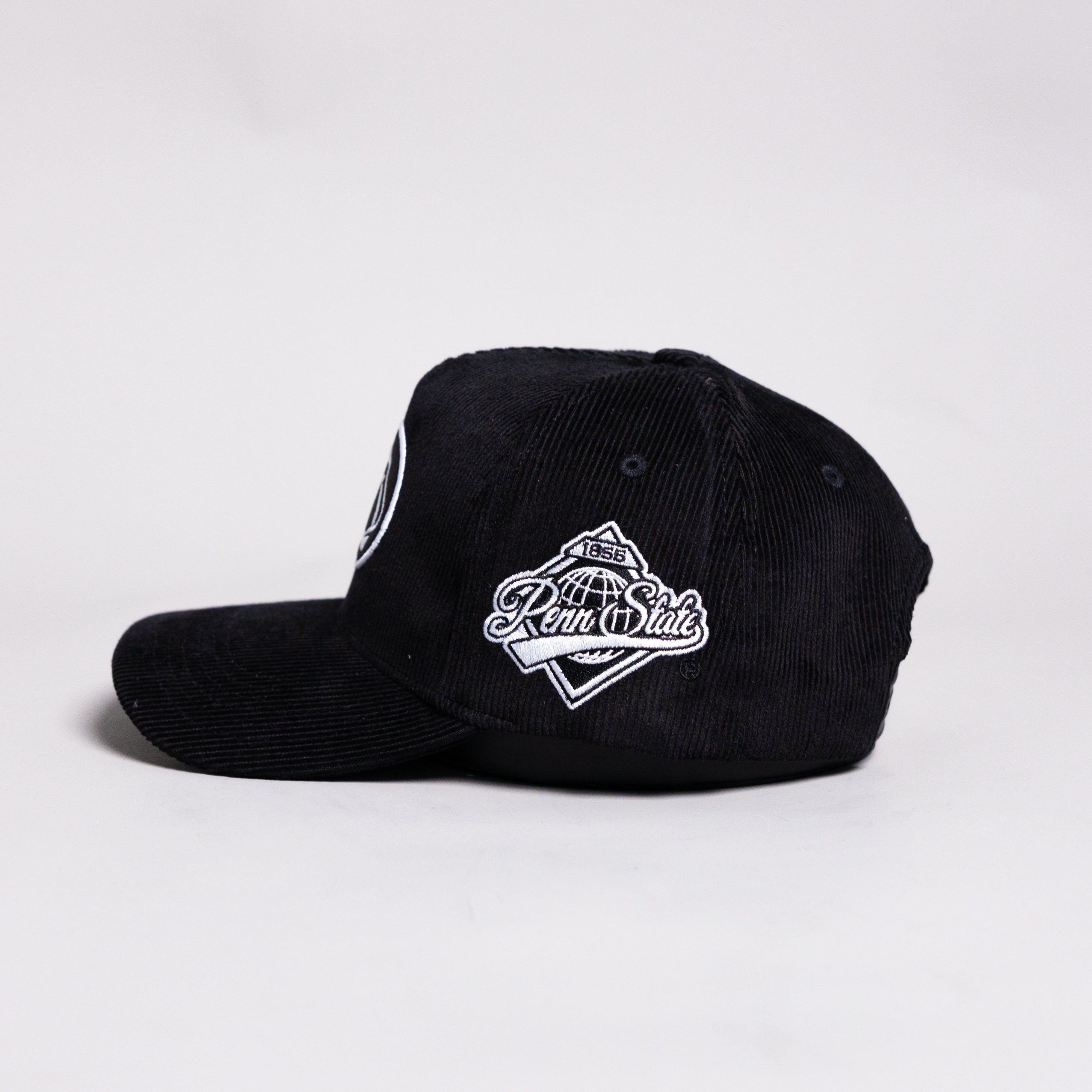 Penn State Nittany Lions Hat Black Corduroy Blacktop Snapback - Side Patch