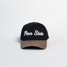Penn State Nittany Lions Hat Black Corduroy Tan Suede Brim Snapback PSU - Front Panel