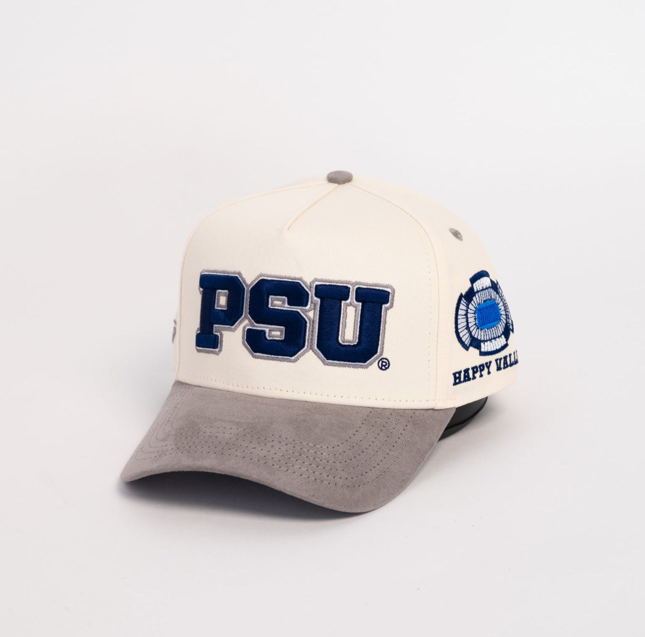 Penn State Nittany Lions Hat Cream & Grey Happy Valley - Angled View