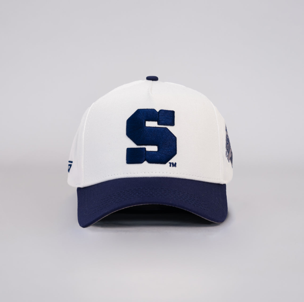 Penn State Nittany Lions Hat White & Navy Block S - Front Panel