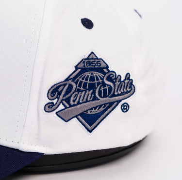 Penn State Nittany Lions Hat White & Navy Block S - Side Patch Detail