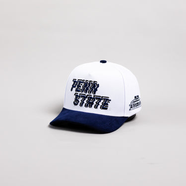 Penn State Nittany Lions Hat White & Navy Corduroy Stadium Pulse Snapback - Angled View