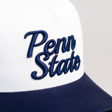 Penn State Nittany Lions Hat White Navy Shrine - Front Detail
