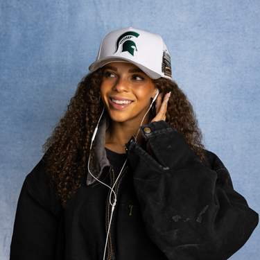 Michigan State Side Stadium / White & Grey Suede