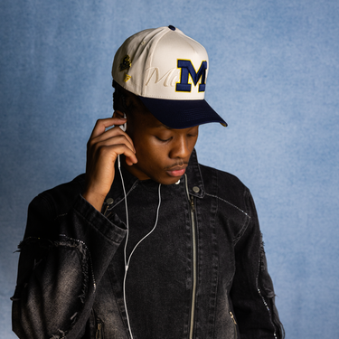 Michigan Stacked Script / Cream & Navy Blue