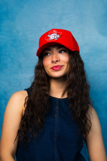 Red Suede Vintage Wilbur University of Arizona Snapback Hat - On Model Portrait Lifestyle