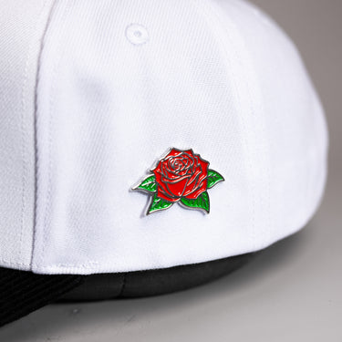 Rose Pin Collectible Enamel Lapel Pin - On Hat Detail