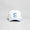 Samoa Hat White and Powder Blue Corduroy S Snapback - Front Panel