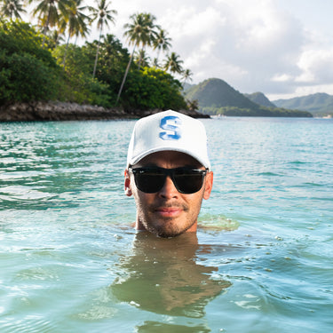 Samoa Hat White and Powder Blue Corduroy S Snapback - On Model Lifestyle