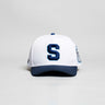 Samoa Hat White Navy Block S Snapback - Front Panel