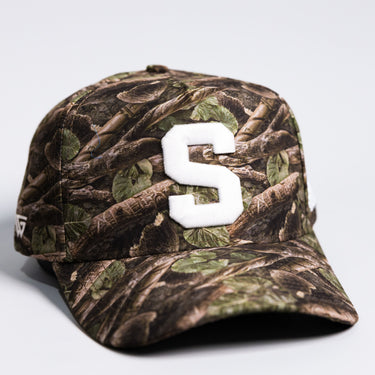 Samoa S Camo Hat Polynesian All-Camo White Logo Coat of Arms Snapback - Front Detail