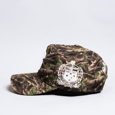 Samoa S Camo Hat Polynesian All-Camo White Logo Coat of Arms Snapback - Side Patch