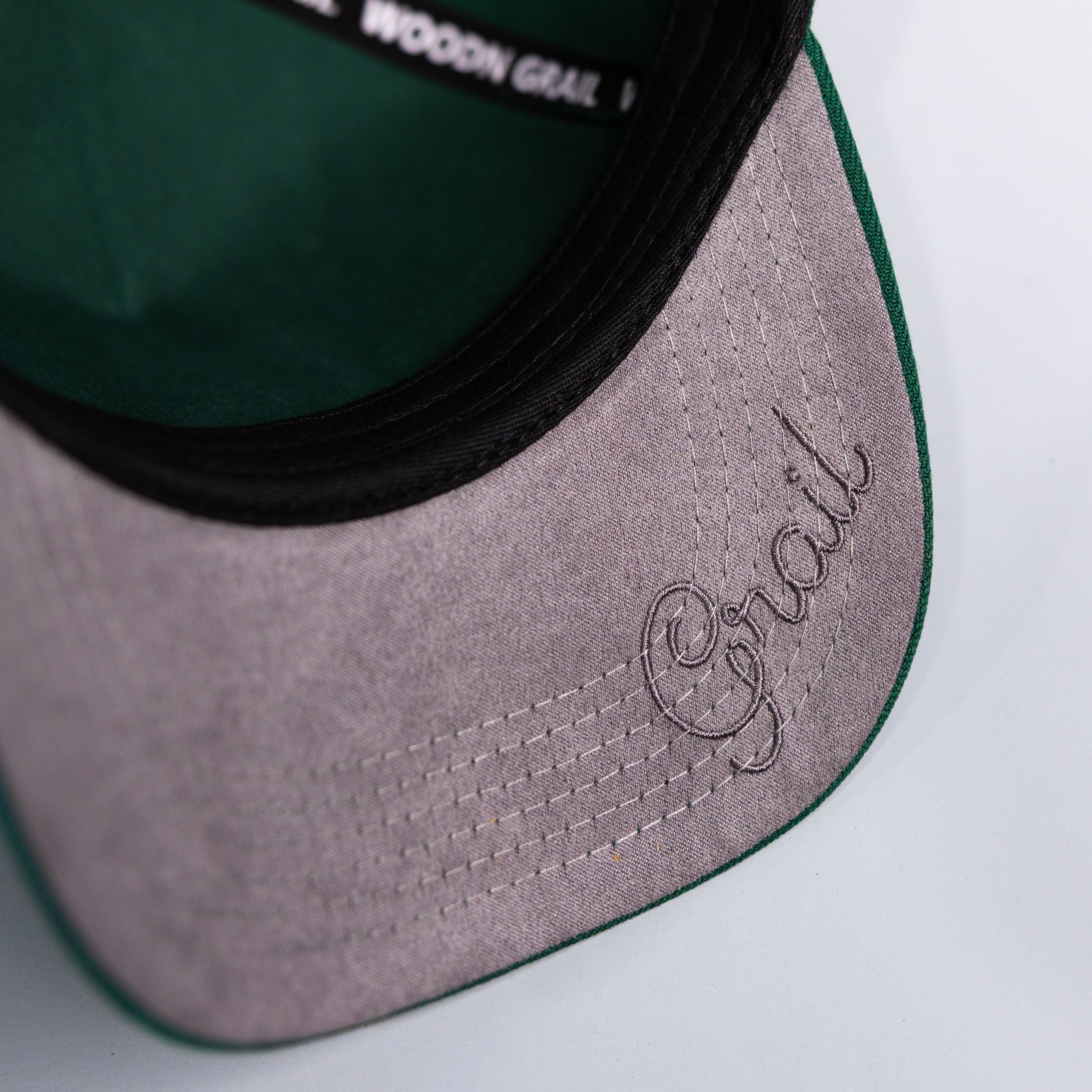 Samoa S Hat Green White Logo Gold Coat of Arms Patch Snapback - Underbrim Detail