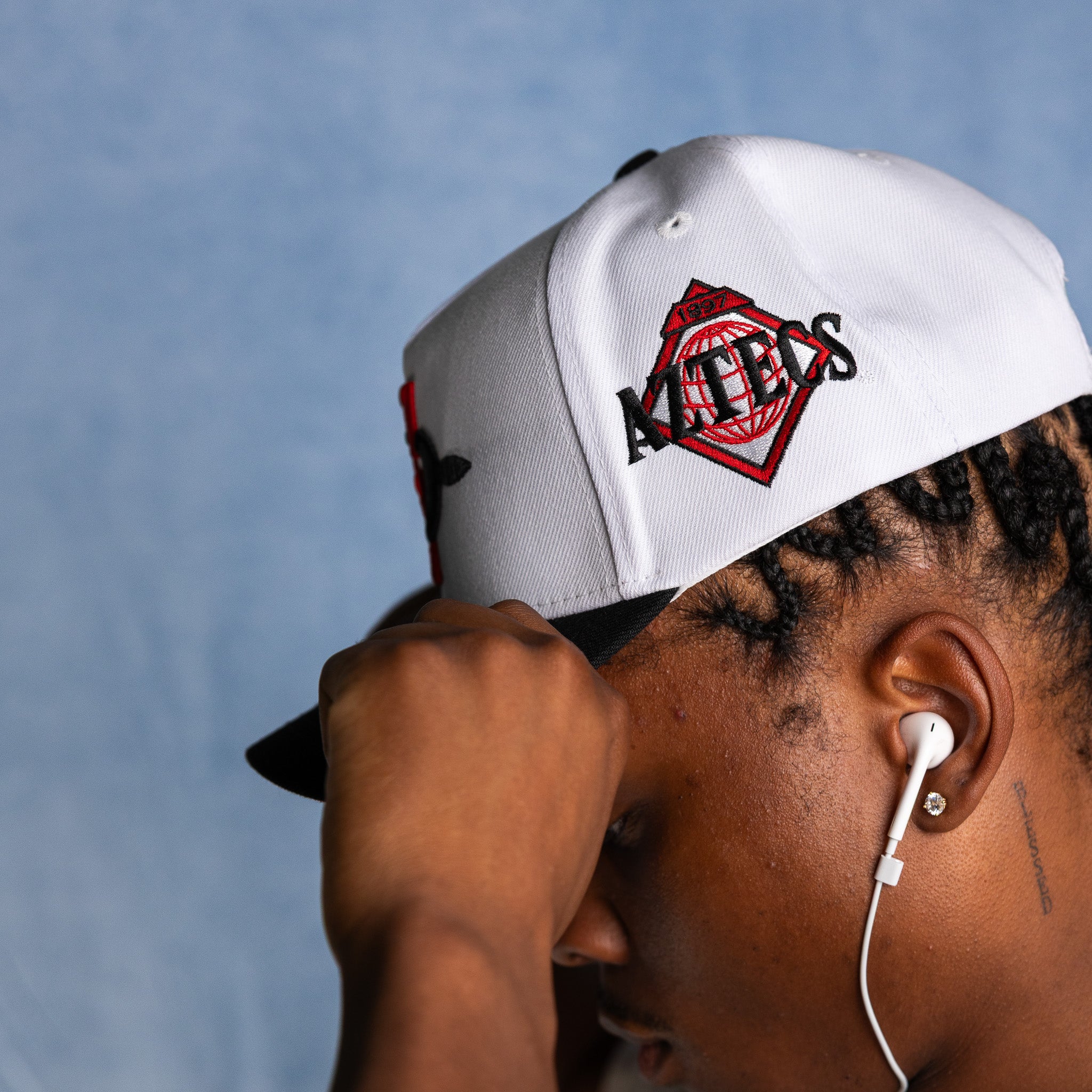 San Diego State Aztecs Hat White & Black Color Splash Snapback - On Model Lifestyle B