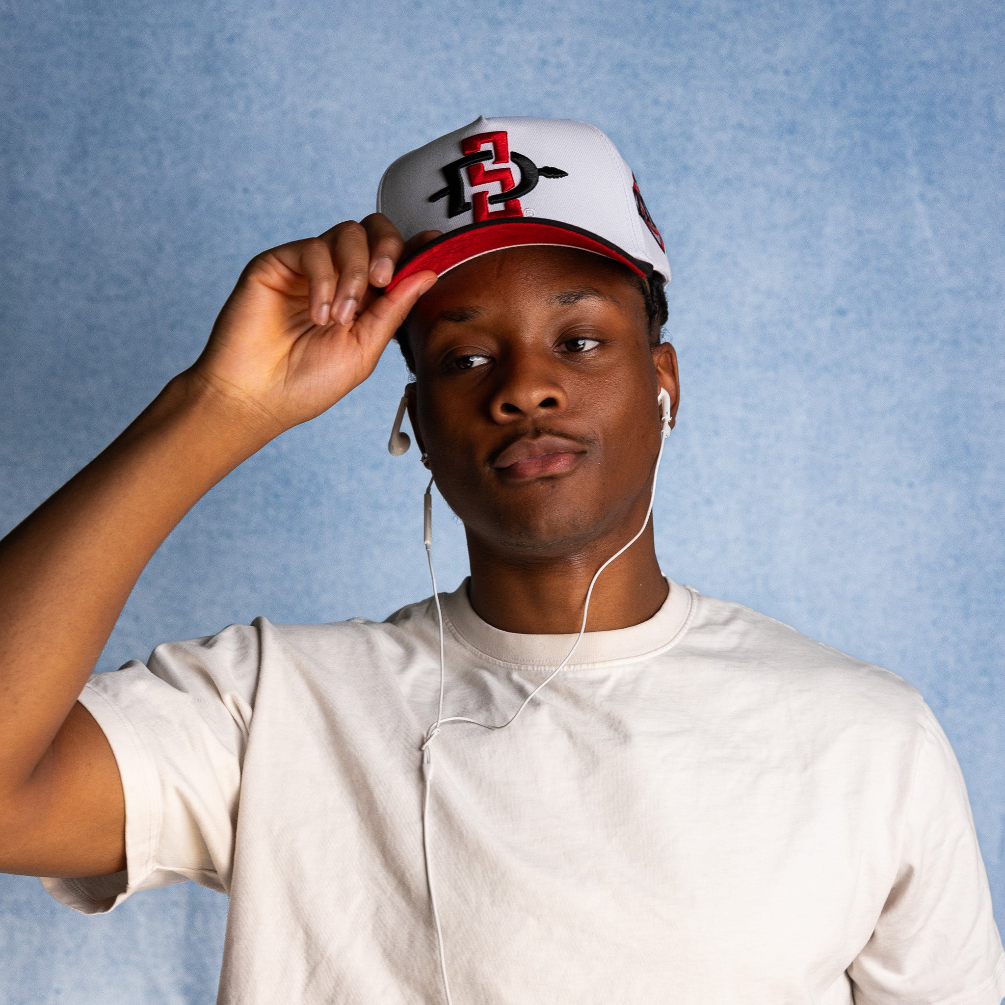 San Diego State Aztecs Hat White & Black Color Splash Snapback - On Model Lifestyle