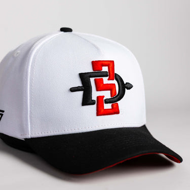 San Diego State Color Splash Hat White & Black Snapback - Angled View