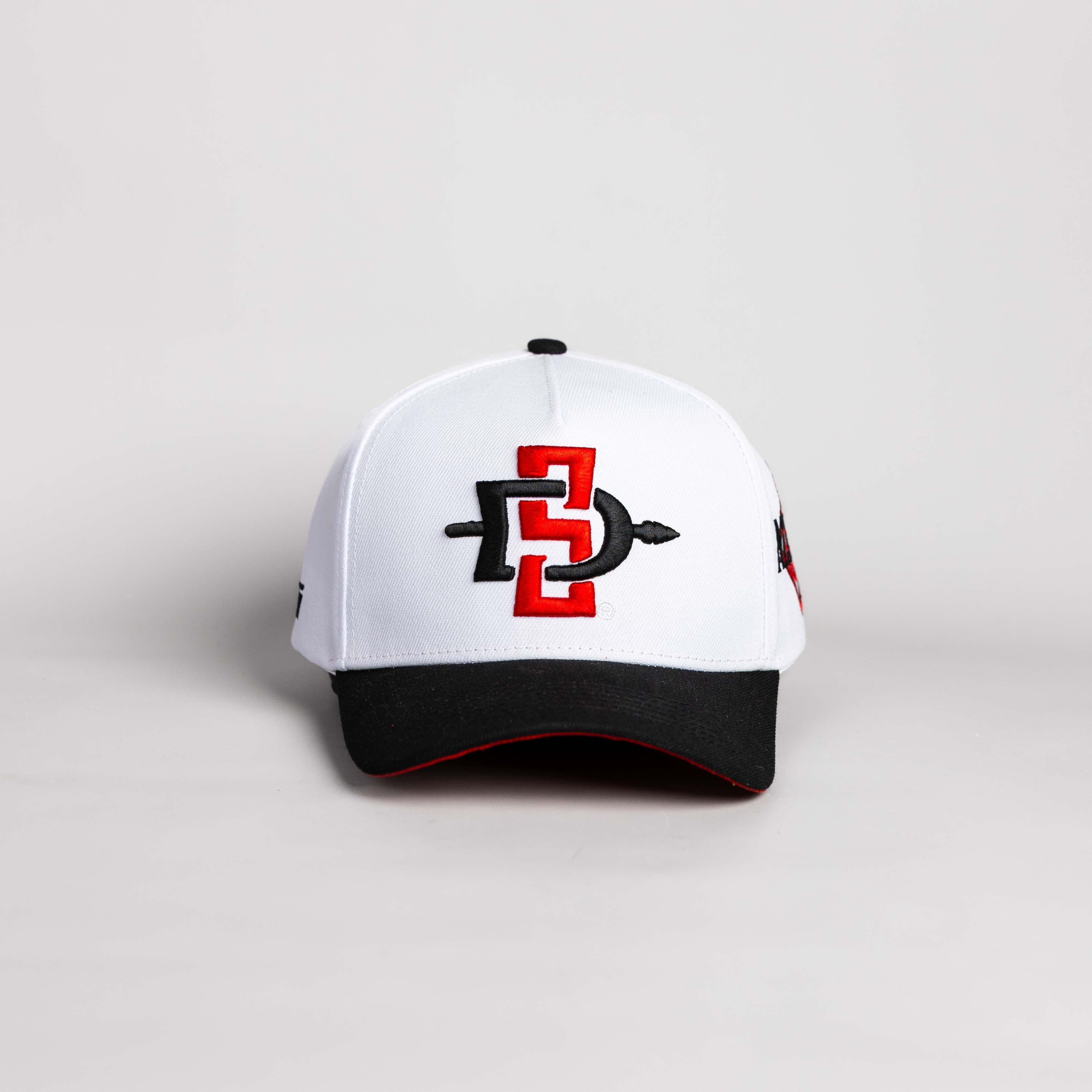 San Diego State Color Splash Hat White & Black Snapback - Front Panel