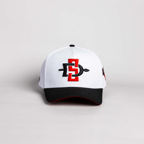San Diego State Color Splash Hat White & Black Snapback - Front Panel