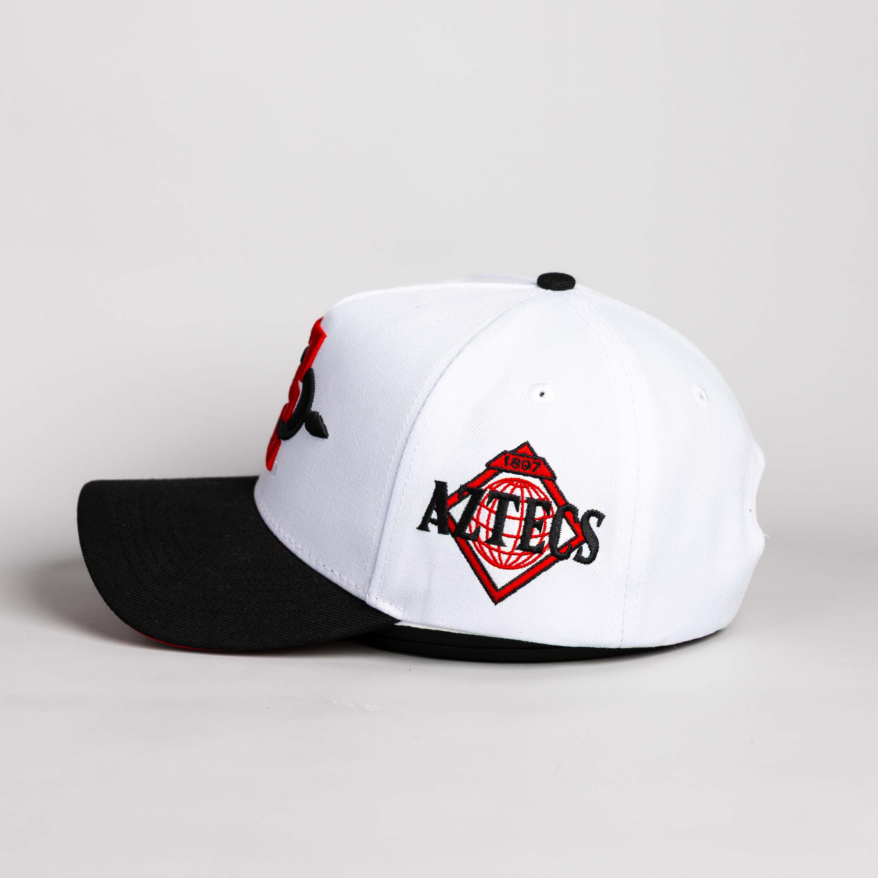 San Diego State Color Splash Hat White & Black Snapback - Side Patch