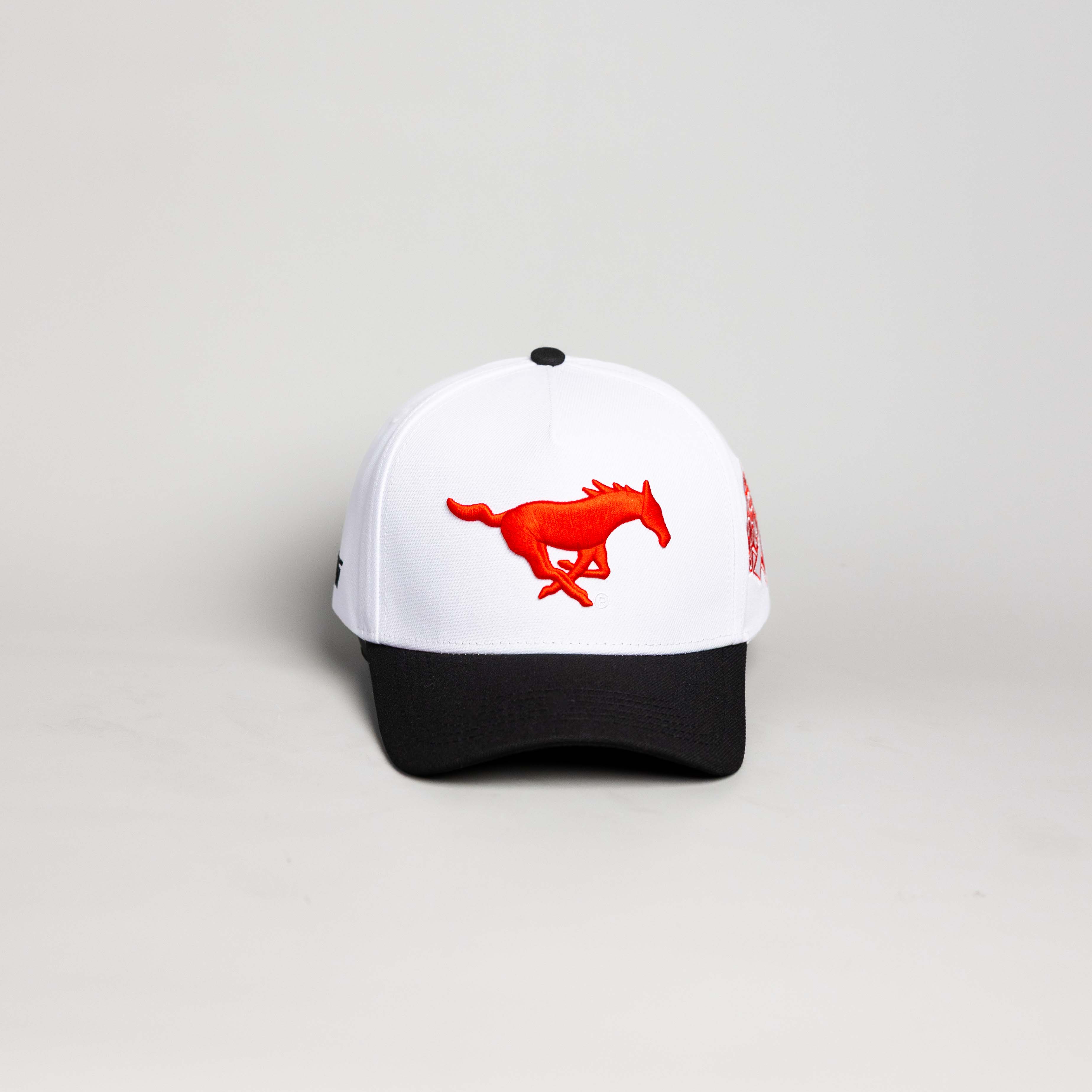 SMU Mustangs Hat Cream & Black Color Splash Snapback - Front Panel