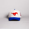 SMU Mustangs Hat Cream Cotton Royal Blue Corduroy Brim Championship Banners Snapback - Front Panel