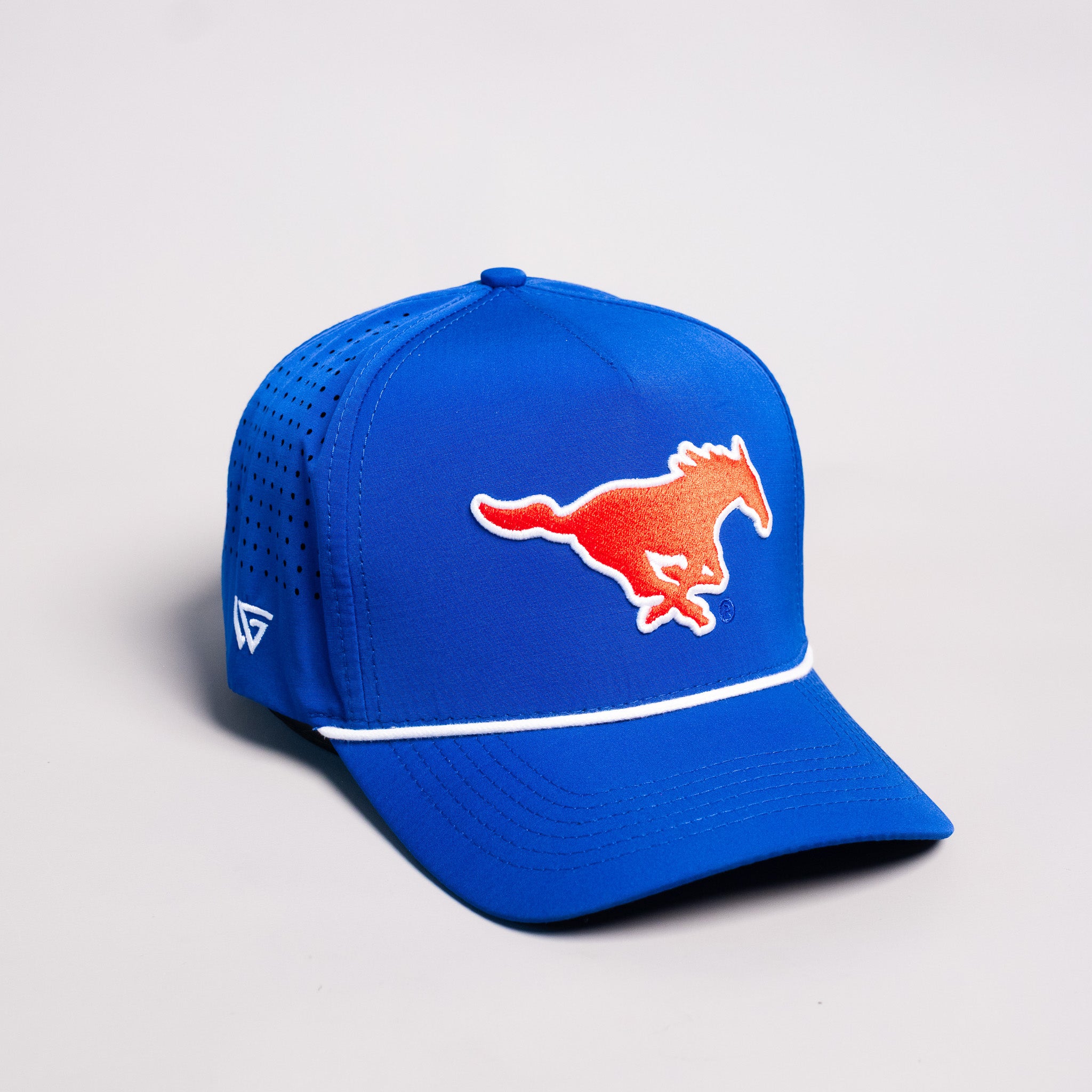 SMU Mustangs Hat Royal Blue Tee Box Performance - Angled View