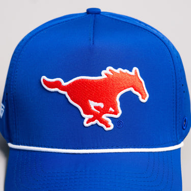 SMU Mustangs Hat Royal Blue Tee Box Performance - Front Detail