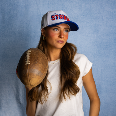 SMU Mustangs Hat White & Royal Blue Stadium Pulse - On Model Lifestyle B