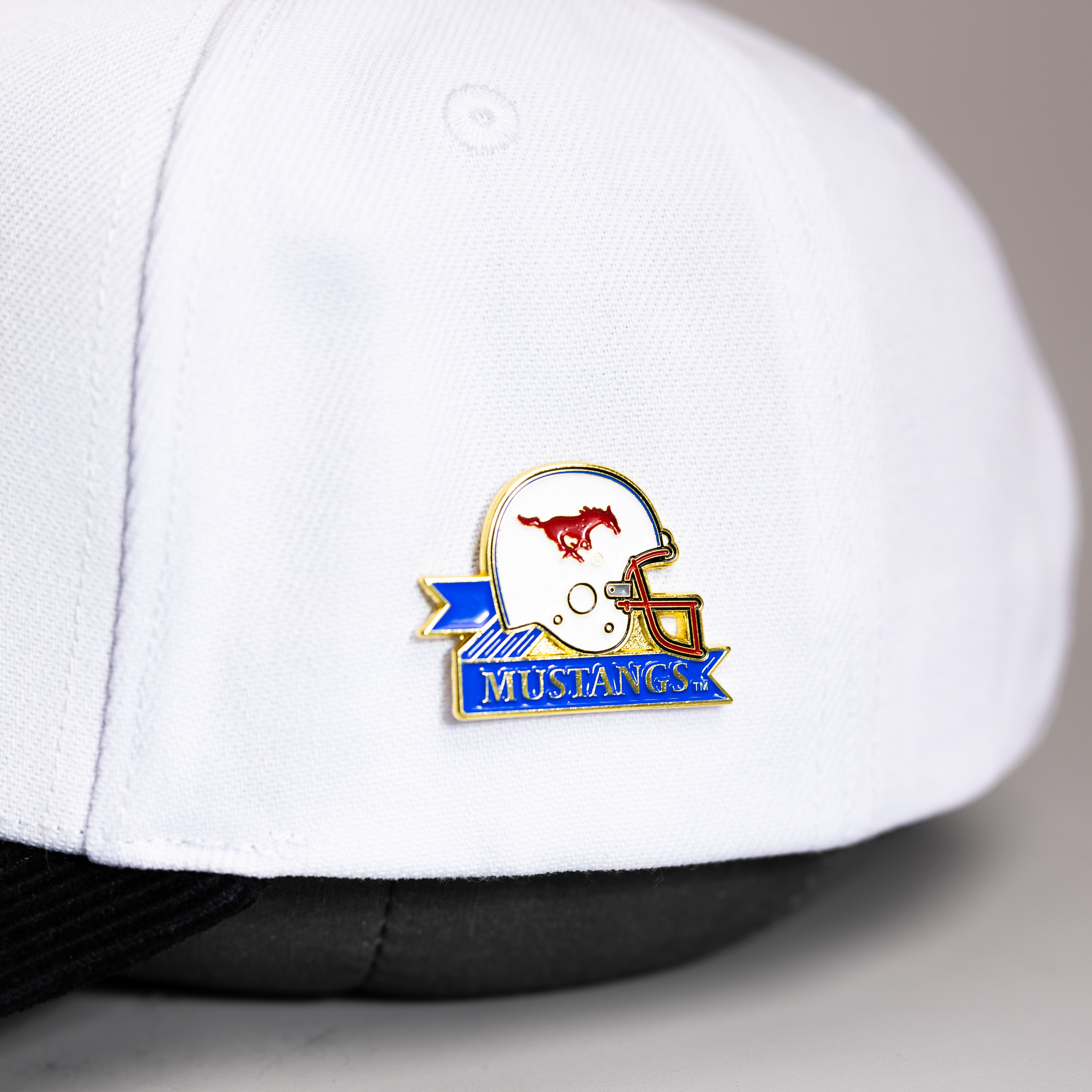 SMU Mustangs Helmet Pin Officially Licensed Collectible - On Hat Detail