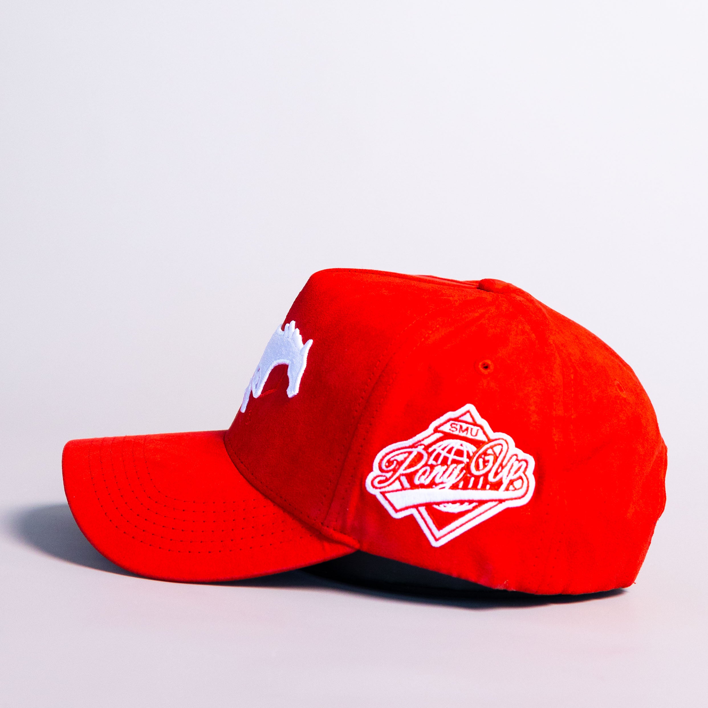 SMU Mustangs Suede Hat Red Mustang Logo Side Patch Snapback College SMU - Side Patch