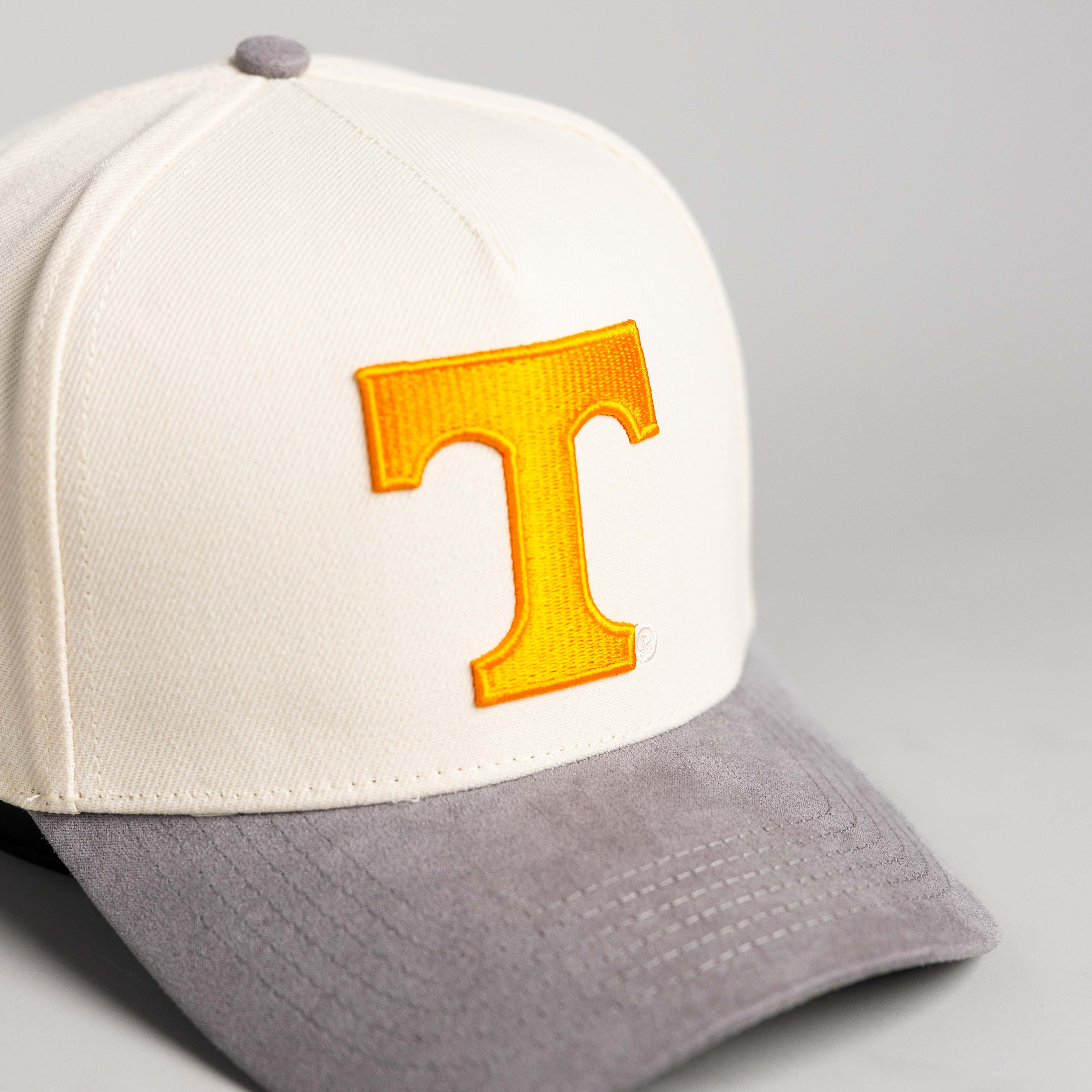 Tennessee Volunteers Hat Cream & Grey Suede Side Stadium - Front Detail