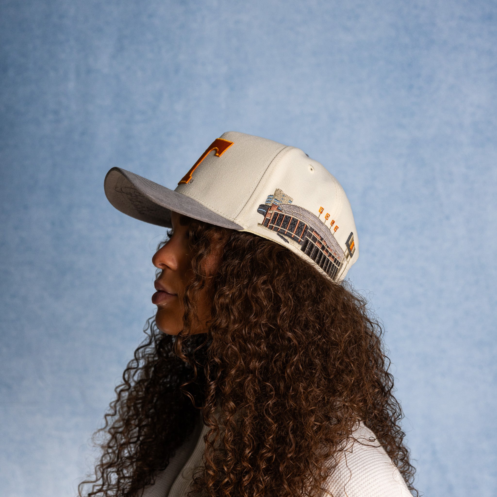 Tennessee Volunteers Hat Cream & Grey Suede Side Stadium - On Model Lifestyle B