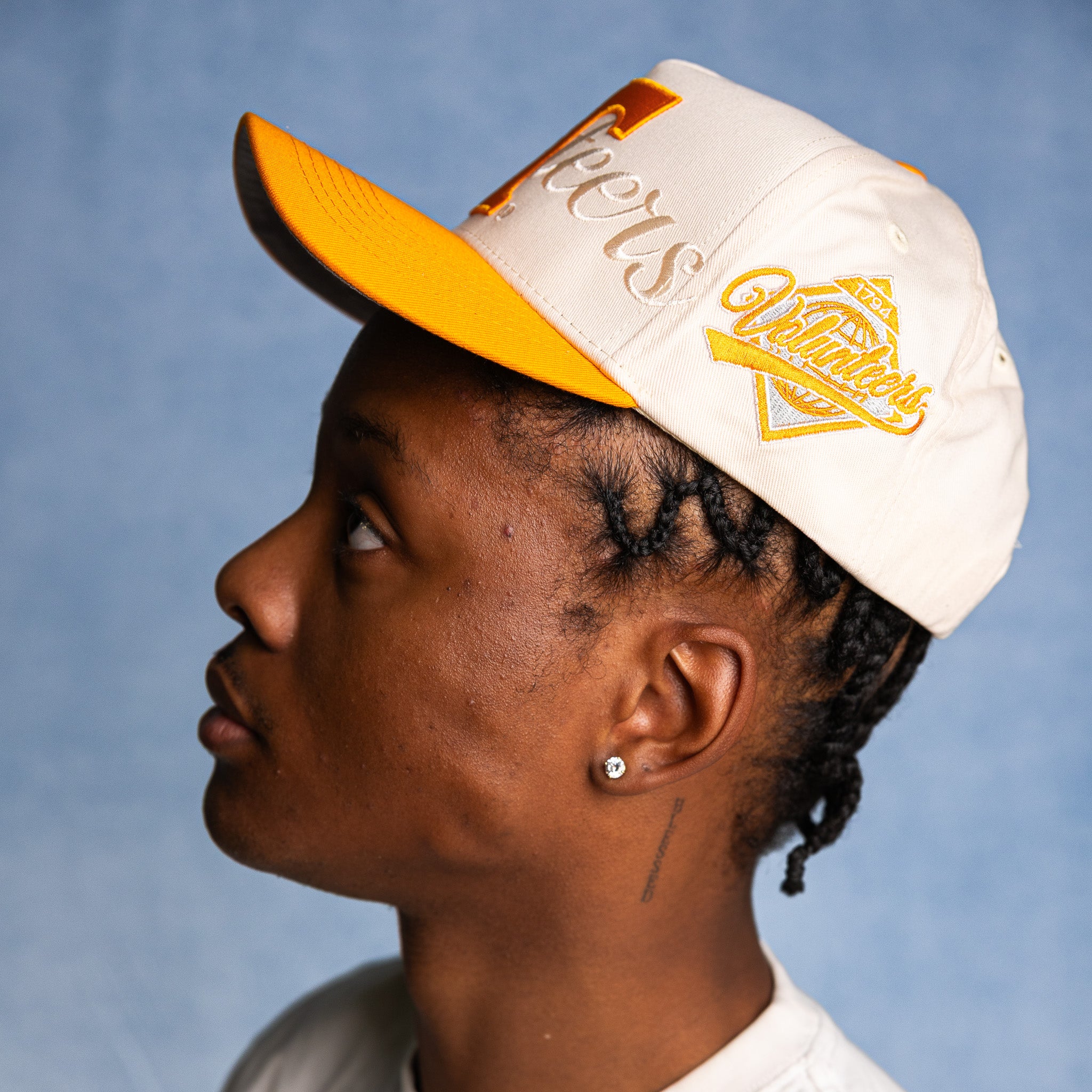 Tennessee Volunteers Hat Cream & Orange Script Snapback - On Model Lifestyle B