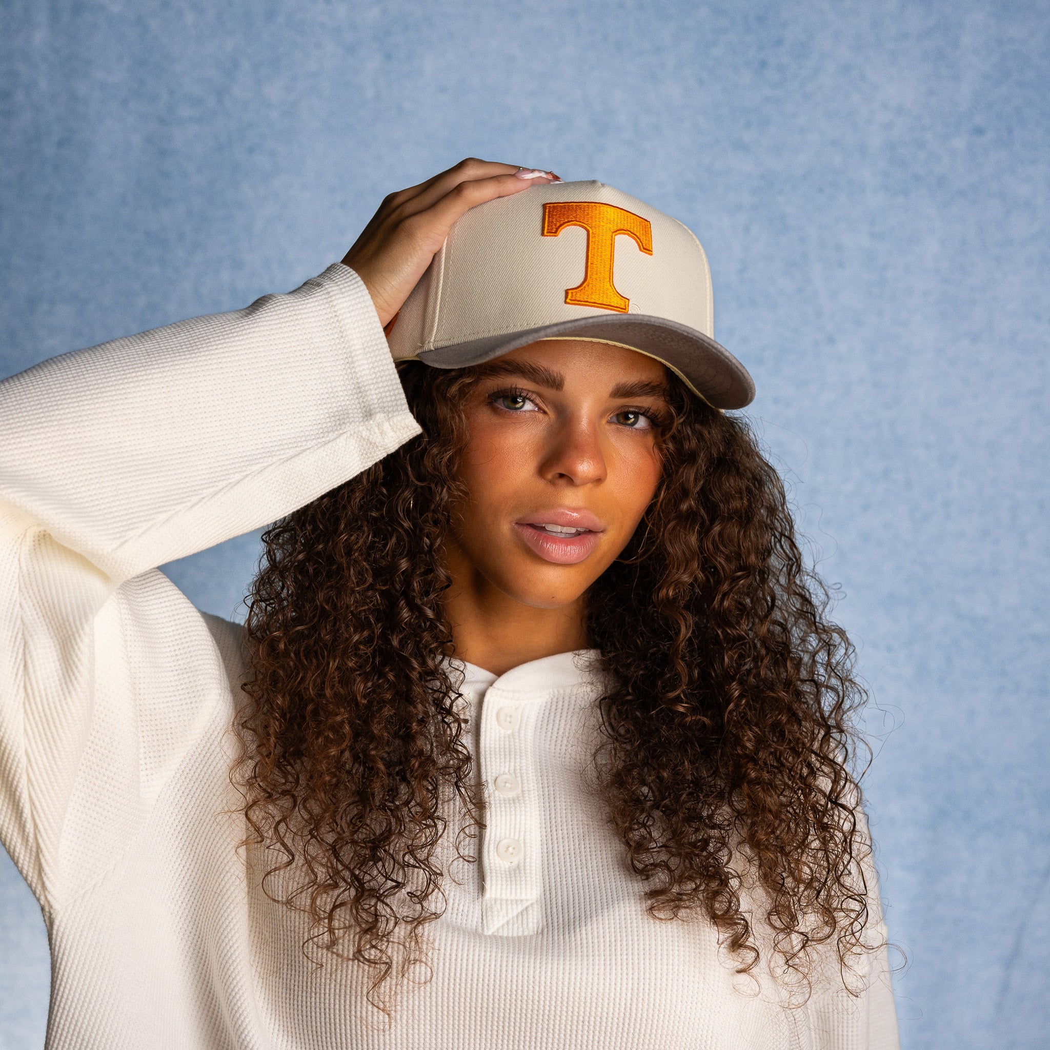 Tennessee Volunteers Hat Cream & Orange Sun Fade Snapback - On Model Lifestyle E
