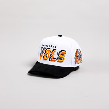 Tennessee Volunteers Hat White & Black Corduroy Stadium Pulse Snapback - Angled View