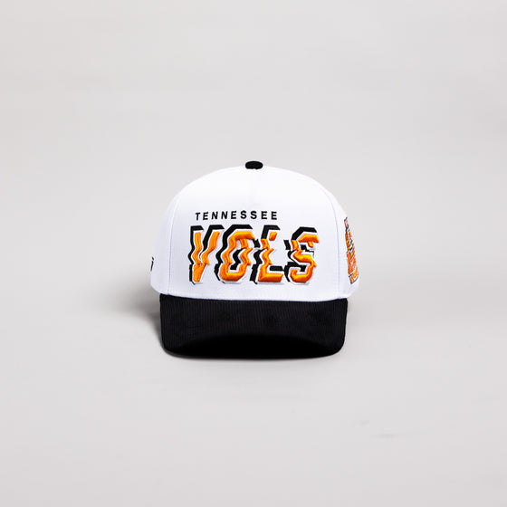 Tennessee Volunteers Hat White & Black Corduroy Stadium Pulse Snapback - Front Panel